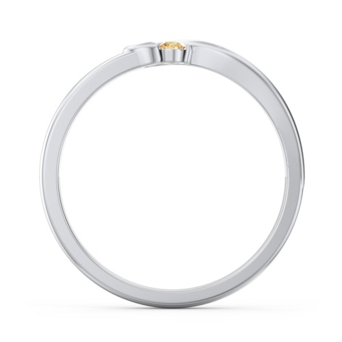 Half Heart Ring with Birthstone – Sterling Silver with Citrine