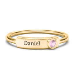 Engravable Bar Ring with Birthstone