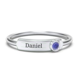 Engravable Bar Ring with Birthstone