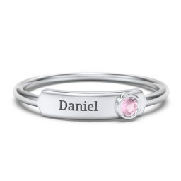 Engravable Bar Ring with Birthstone