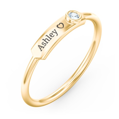 Engravable Bar Ring with Birthstone