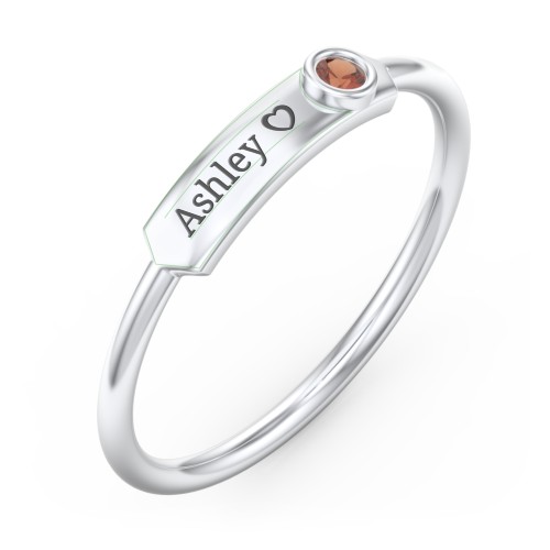 Engravable Bar Ring with Birthstone