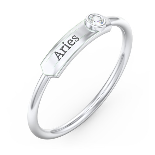 Engravable Bar Ring with Birthstone