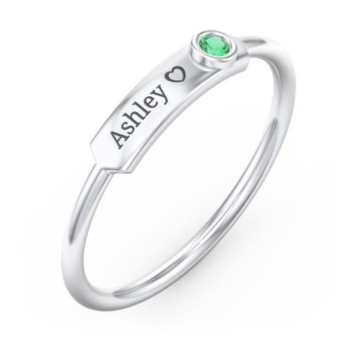 Engravable Bar Ring with Birthstone