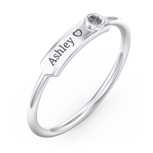 Engravable Bar Ring with Birthstone