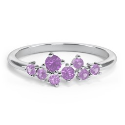 8-Stone Cluster Ring in 925 Sterling Silver with Amethyst