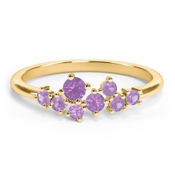 8-Stone Cluster Ring in 18K Gold Plated Silver with Amethyst