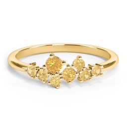 8-Stone Cluster Ring in 18K Gold Plated Silver with Citrine