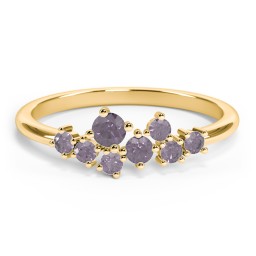 8-Stone Cluster Ring in 18K Gold Plated Silver with Alexandrite