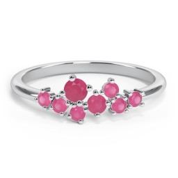 8-Stone Cluster Ring in 925 Sterling Silver with Ruby