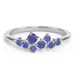 8-Stone Cluster Ring in 925 Sterling Silver with Blue Sapphire