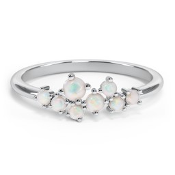 8-Stone Cluster Ring in 925 Sterling Silver with Opal