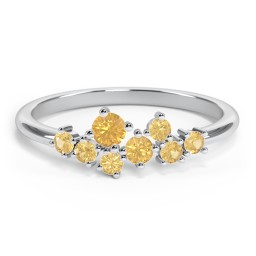8-Stone Cluster Ring in 925 Sterling Silver with Citrine