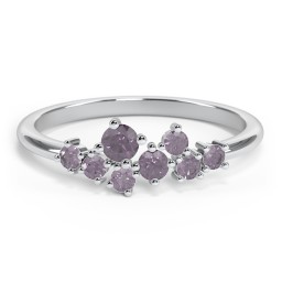 8-Stone Cluster Ring in 925 Sterling Silver with Alexandrite