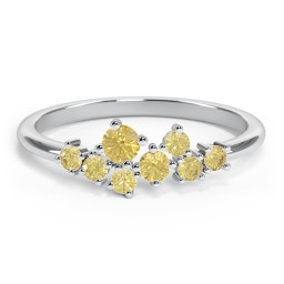8-Stone Cluster Ring in 925 Sterling Silver with Citrine
