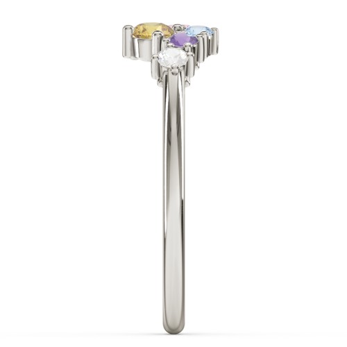 8-Stone Cluster Ring – 10K White Gold with Citrine, Pink Tourmaline, Cubic Zirconia, Amethyst, and Blue Topaz