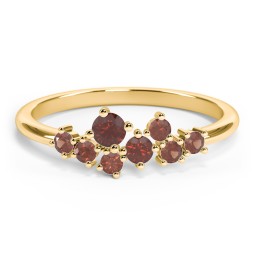 8-Stone Cluster Ring in 10K Solid Yellow Gold with Garnet