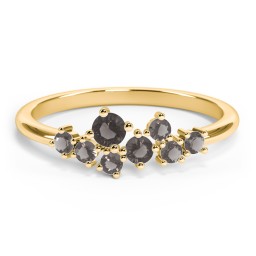 8-Stone Cluster Ring in 10K Solid Yellow Gold with Smokey Quartz