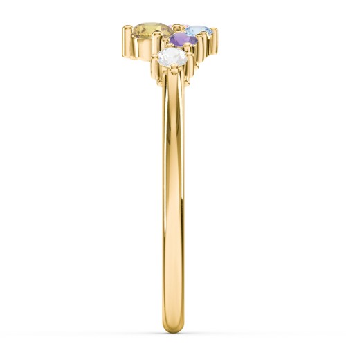 8-Stone Cluster Ring – 10K Yellow Gold with Citrine, Pink Tourmaline, Cubic Zirconia, Amethyst, and Blue Topaz
