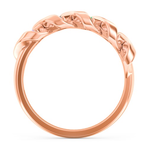 Spiral Baguette Ring – 10K Rose Gold with Amethyst, Smokey Quartz, Emerald, and Peridot