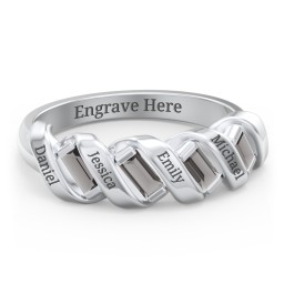 Spiral Baguette Ring in 925 Sterling Silver with Smokey Quartz