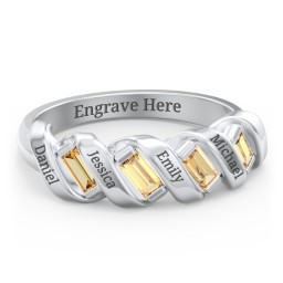 Spiral Baguette Ring in 925 Sterling Silver with Citrine