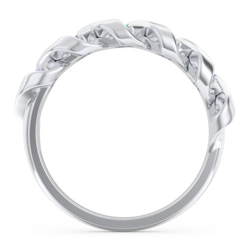 Spiral Baguette Ring – Sterling Silver with Amethyst, Smokey Quartz, Emerald, Peridot, and Blue Sapphire