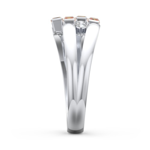 Engravable 4 Baguette Gemstone Ring with Accents