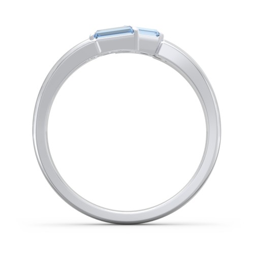 Engravable 4 Baguette Gemstone Ring with Accents