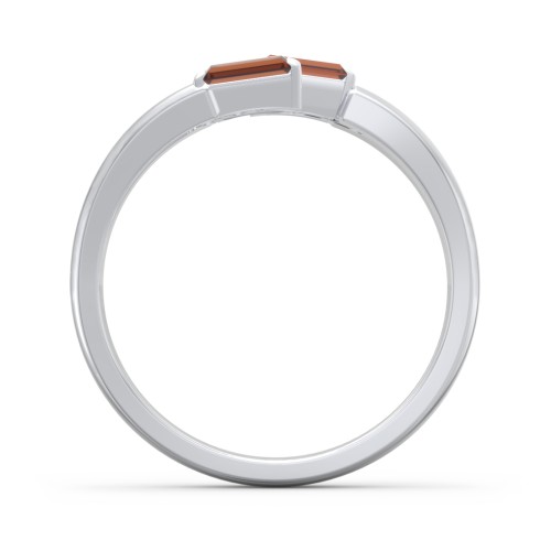 Engravable 4 Baguette Gemstone Ring with Accents