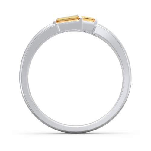 Engravable 4 Baguette Gemstone Ring with Accents