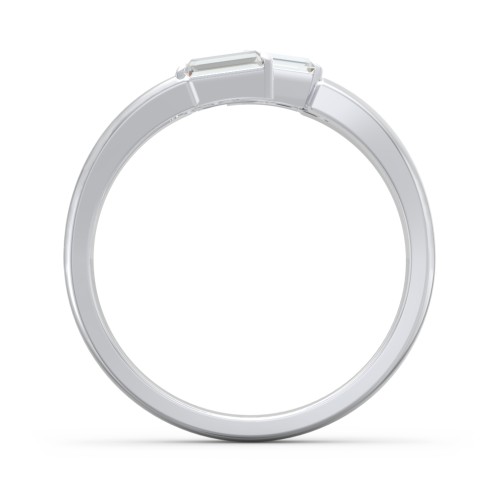 Engravable 4 Baguette Gemstone Ring with Accents – Sterling Silver with Cubic Zirconia and White Premium Zirconia