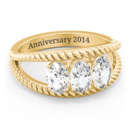 Oval Birthstone Ring with Twisted Rope Band