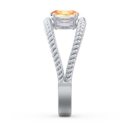 Oval Birthstone Ring with Twisted Rope Band – Sterling Silver with Amethyst and Citrine