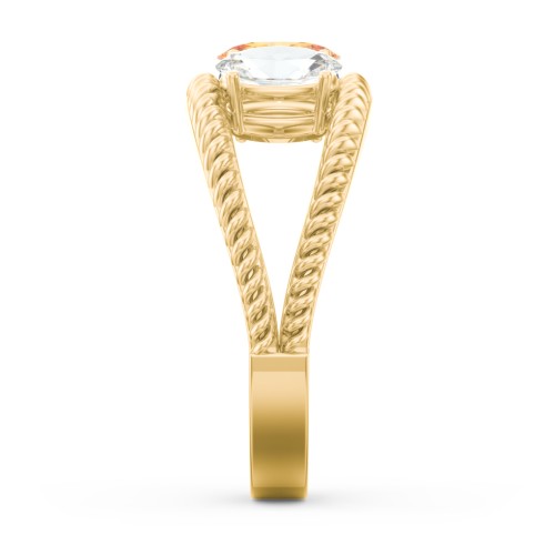 Oval Birthstone Ring with Twisted Rope Band – 10K Yellow Gold with Amethyst, Citrine, and Cubic Zirconia
