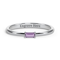 Engravable Baguette Ring with East-West Setting