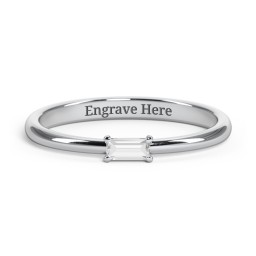 Engravable Baguette Ring with East-West Setting