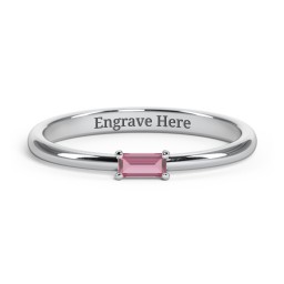 Engravable Baguette Ring with East-West Setting