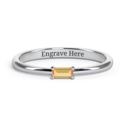 Engravable Baguette Ring with East-West Setting