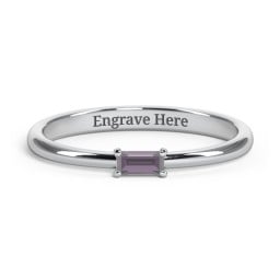 Engravable Baguette Ring with East-West Setting