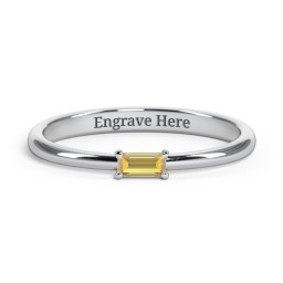 Engravable Baguette Ring with East-West Setting