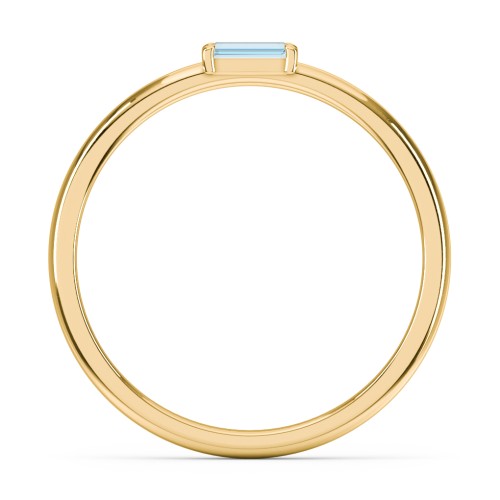 Engravable Baguette Ring with East-West Setting – 18K Gold Plated Silver with Blue Topaz