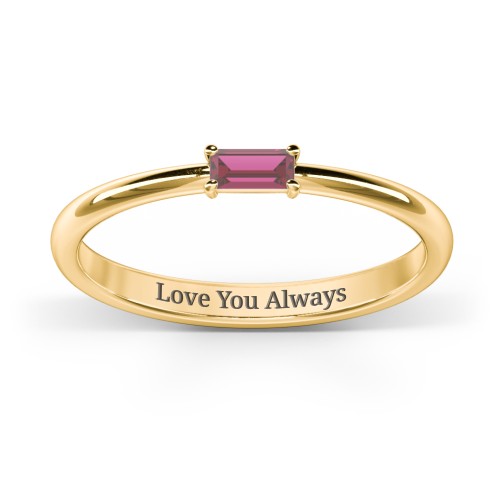 Engravable Baguette Ring with East-West Setting