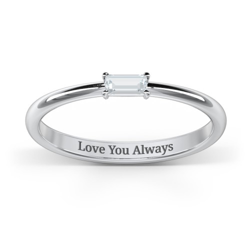 Engravable Baguette Ring with East-West Setting