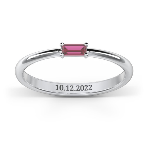 Engravable Baguette Ring with East-West Setting