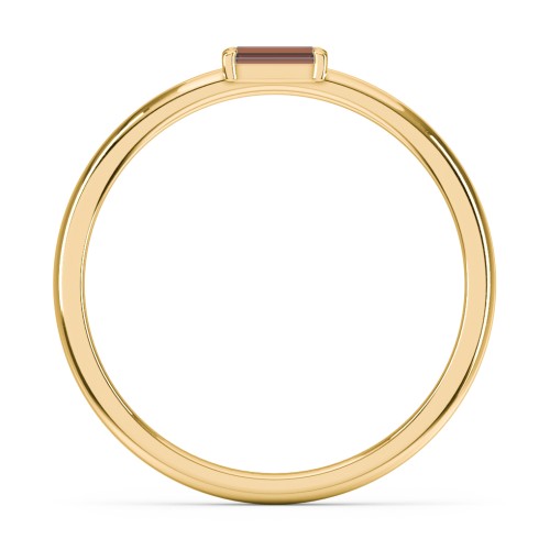 Engravable Baguette Ring with East-West Setting – 18K Gold Plated Silver with Garnet
