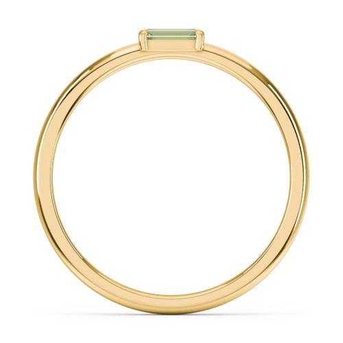 Engravable Baguette Ring with East-West Setting – 18K Gold Plated Silver with Peridot