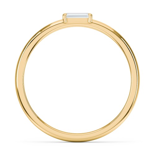 Engravable Baguette Ring with East-West Setting – 10K Yellow Gold with Aquamarine