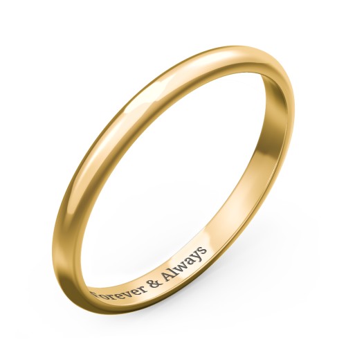 Classic Half Round Wedding Band - 2mm Width – 10K Yellow Gold