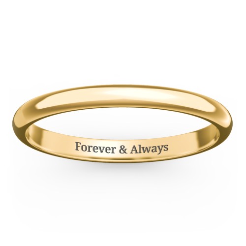 Classic Half Round Wedding Band - 2mm Width – 10K Yellow Gold